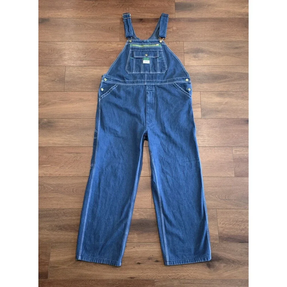 Liberty Denim Bib Overalls Mens 42x32 Blue Carpenter Farmcore Workwear Cotton - Picture 9 of 10